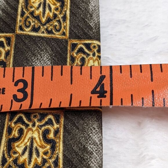 Men's Vintage 100% Silk Tie Made in Italy - Checkerboard Crest Motif - Picture 8 of 16